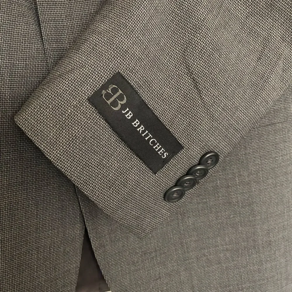 JB Britches Suit Jacket Logan Grey Crossbone Two Button Notch Lapel Size 38S